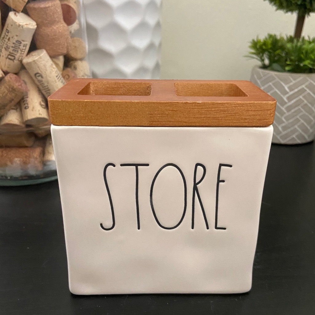 Rae Dunn Store Wooden Top Bath Container